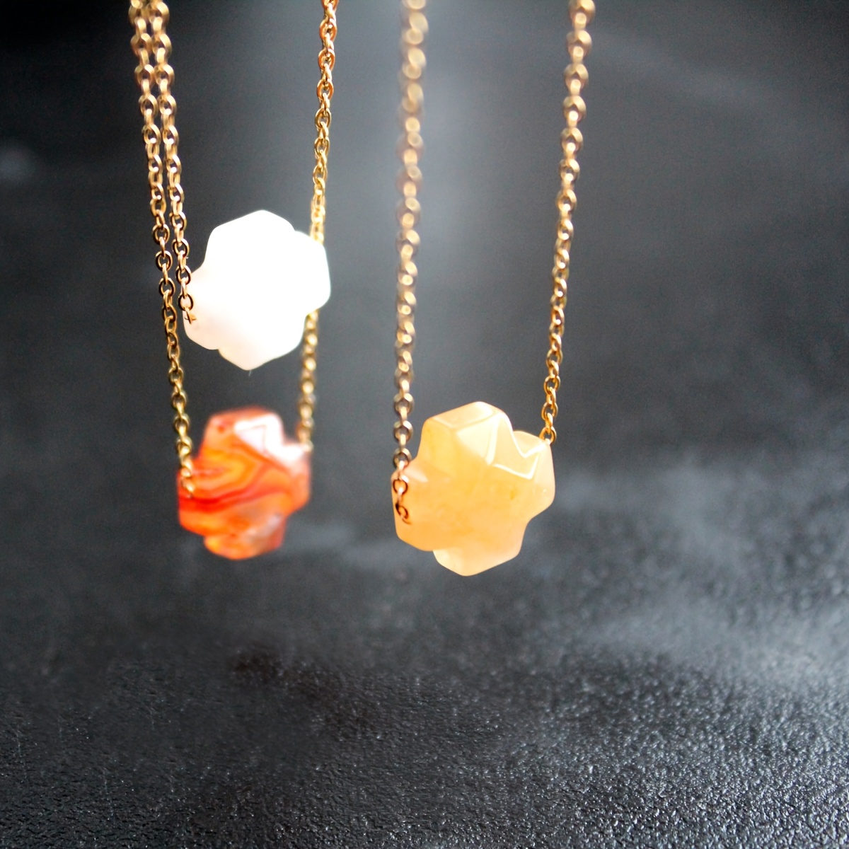 Women's Vintage Natural Agate Cross Necklace